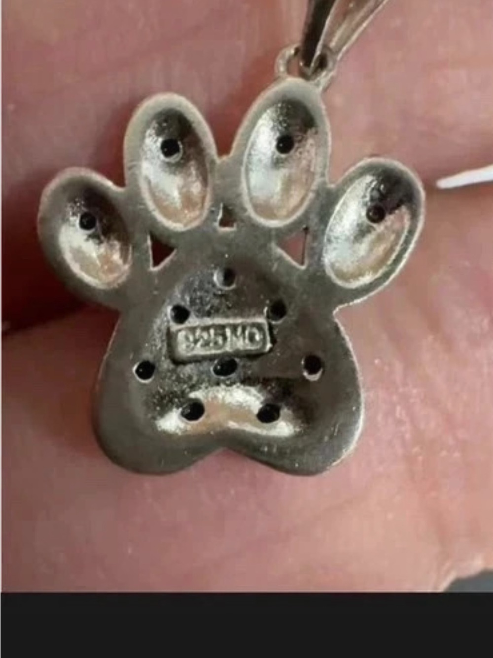 Paw print Pendant Pave accents  925 Sterling Silver Necklace - Picture 15 of 16